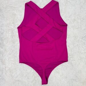 Express Crisscross Vibrant Pink Body Contour Bodysuit
